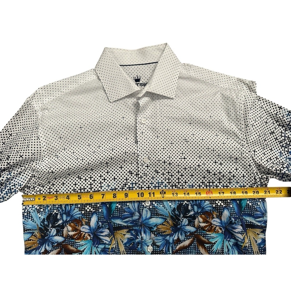 Bertigo Men's Floral & Polka Dot Long Sleeve Button-Up White Shirt Size M‎ - Picture 5 of 9